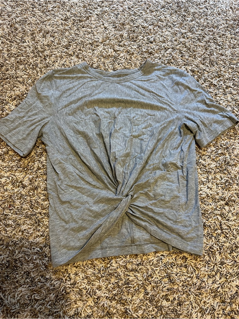 lululemon athletica Heather Gray Short Sleeve Twist-Front Tee